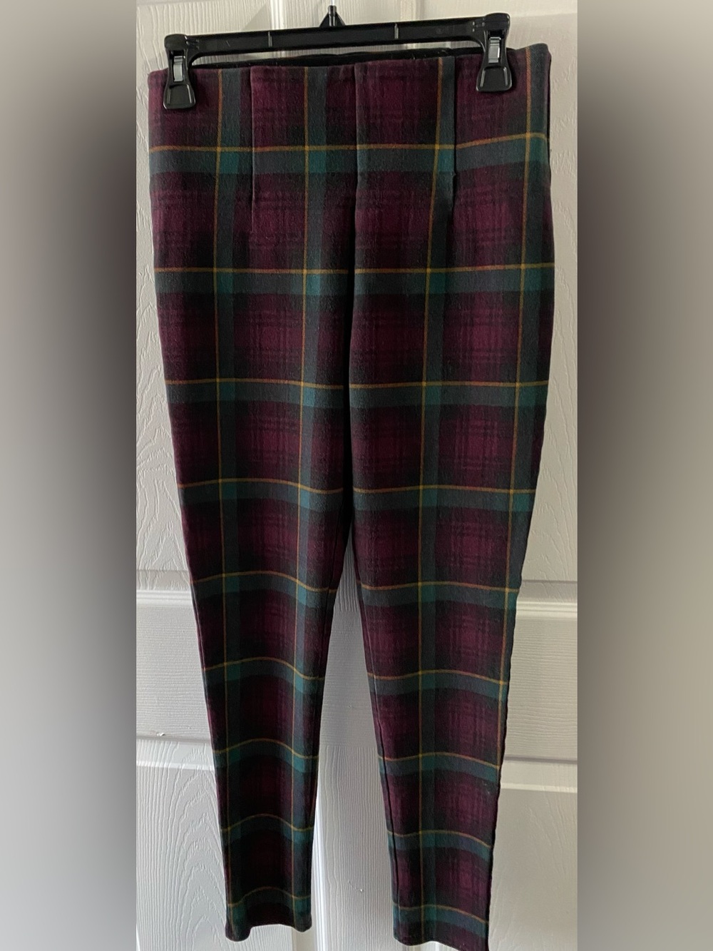 Plaid Dress Pants in Burgundy and Green